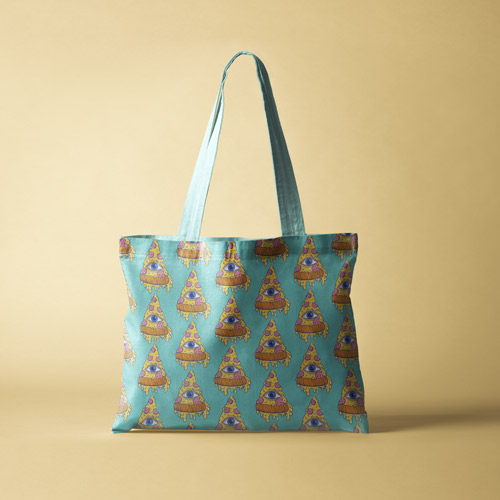 tote bag printed with pizza design