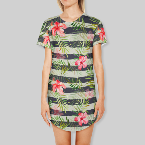 bawełniana sukienka w hawajskie kwiaty