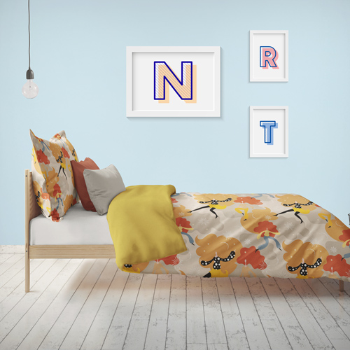 bedding made with cotton fabric with hippie pattern