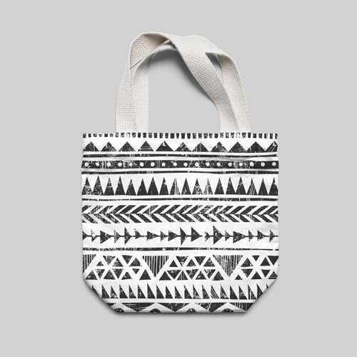 torba z gabardyny drukowanej w czarno-biały wzór