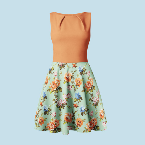 sukienka z bawełnianej tkaniny w róże