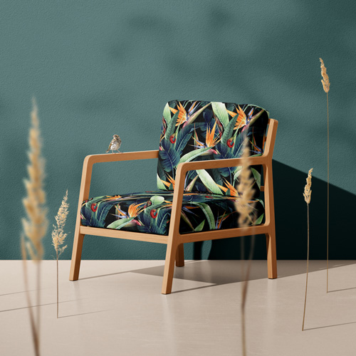 chair made of botanical fabric