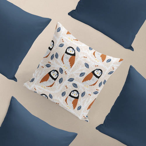 pillow made with owl fabric