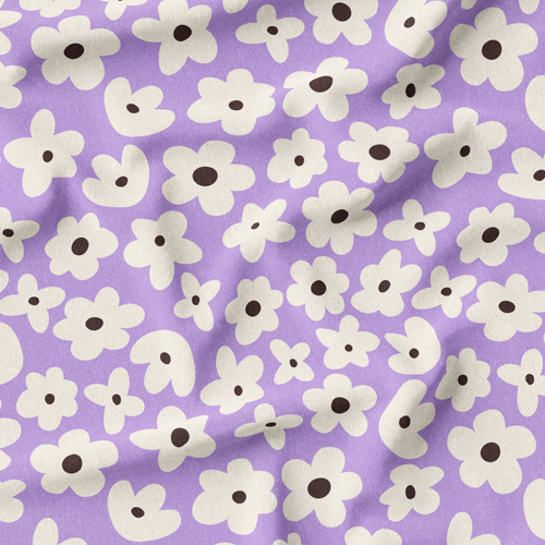 Fabric printed with violet pattern