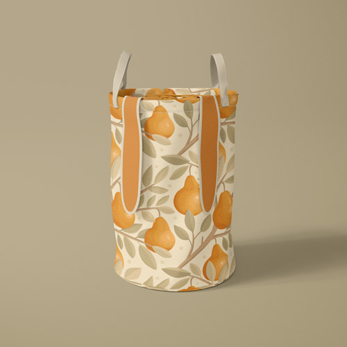 Basket printed with pear motif
