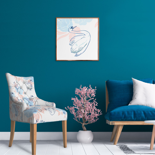 armchair upholstered with swan fabric