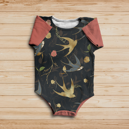 body dziecięce z materiału w jaskółki