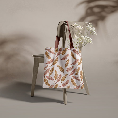 Bag printed with beige pattern