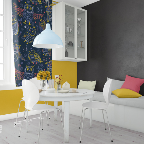 curtains made of cotton owl fabric