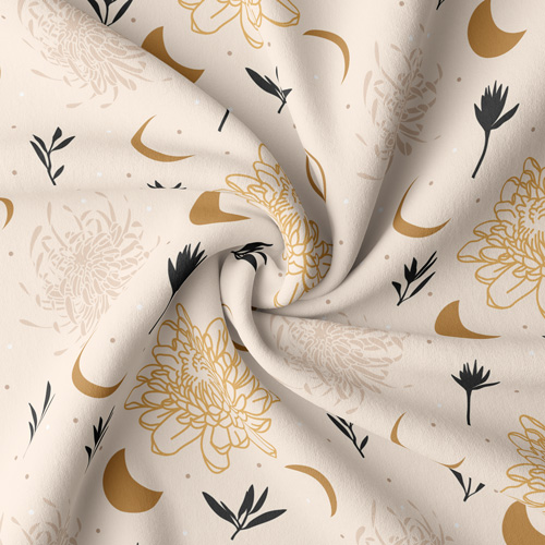 Fabric printed with beige pattern