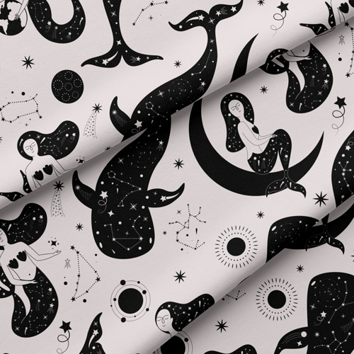 Materiał w motyw znaków zodiaku 