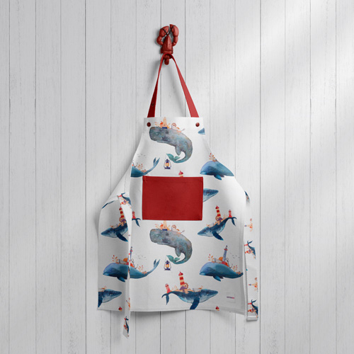 Apron with kids pattern