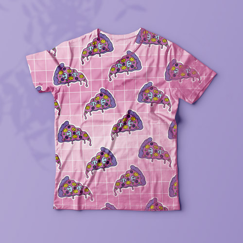 t-shirt printed with pizza design
