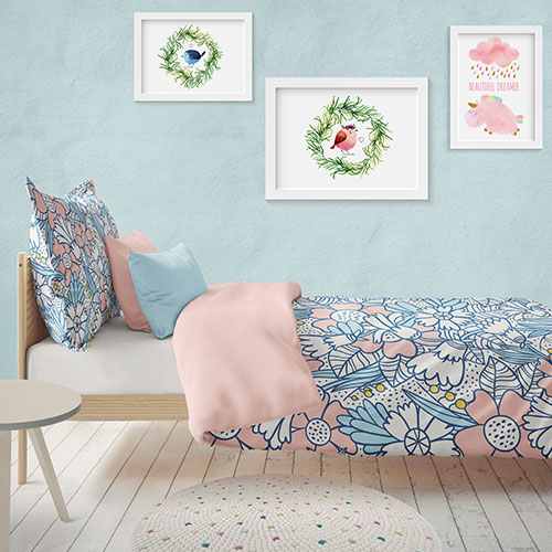 Satinbettwäsche für Mädchen mit Aufdruck