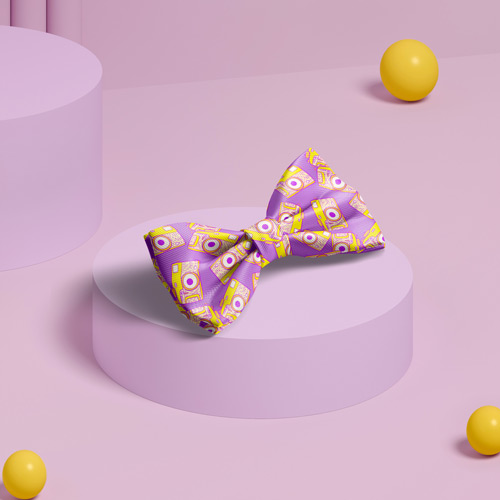 Bow printed with violet pattern