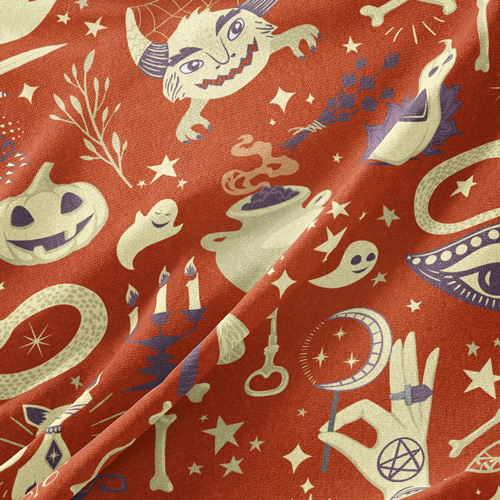 Materiał ze wzorem na halloween